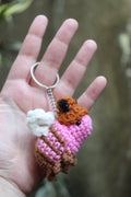 Pink Bee with Hat Keychain — Amigurumi