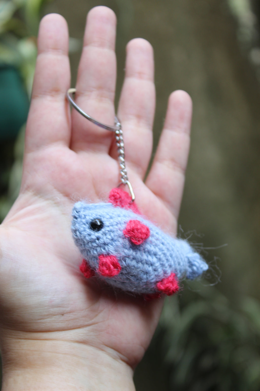 Little Fish Keychain with Light Blue and Magenta Legs — Amigurumi