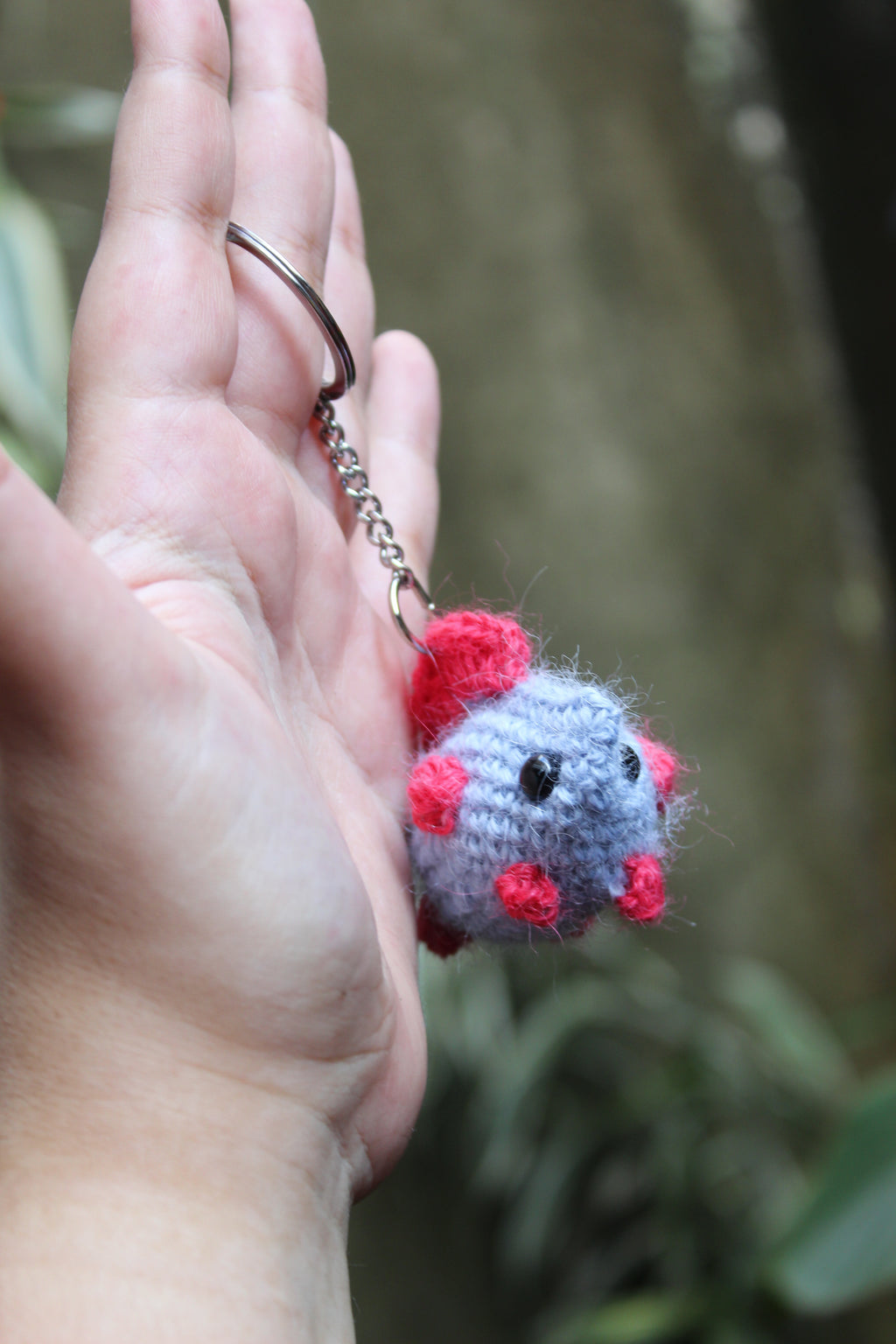 Little Fish Keychain with Light Blue and Magenta Legs — Amigurumi
