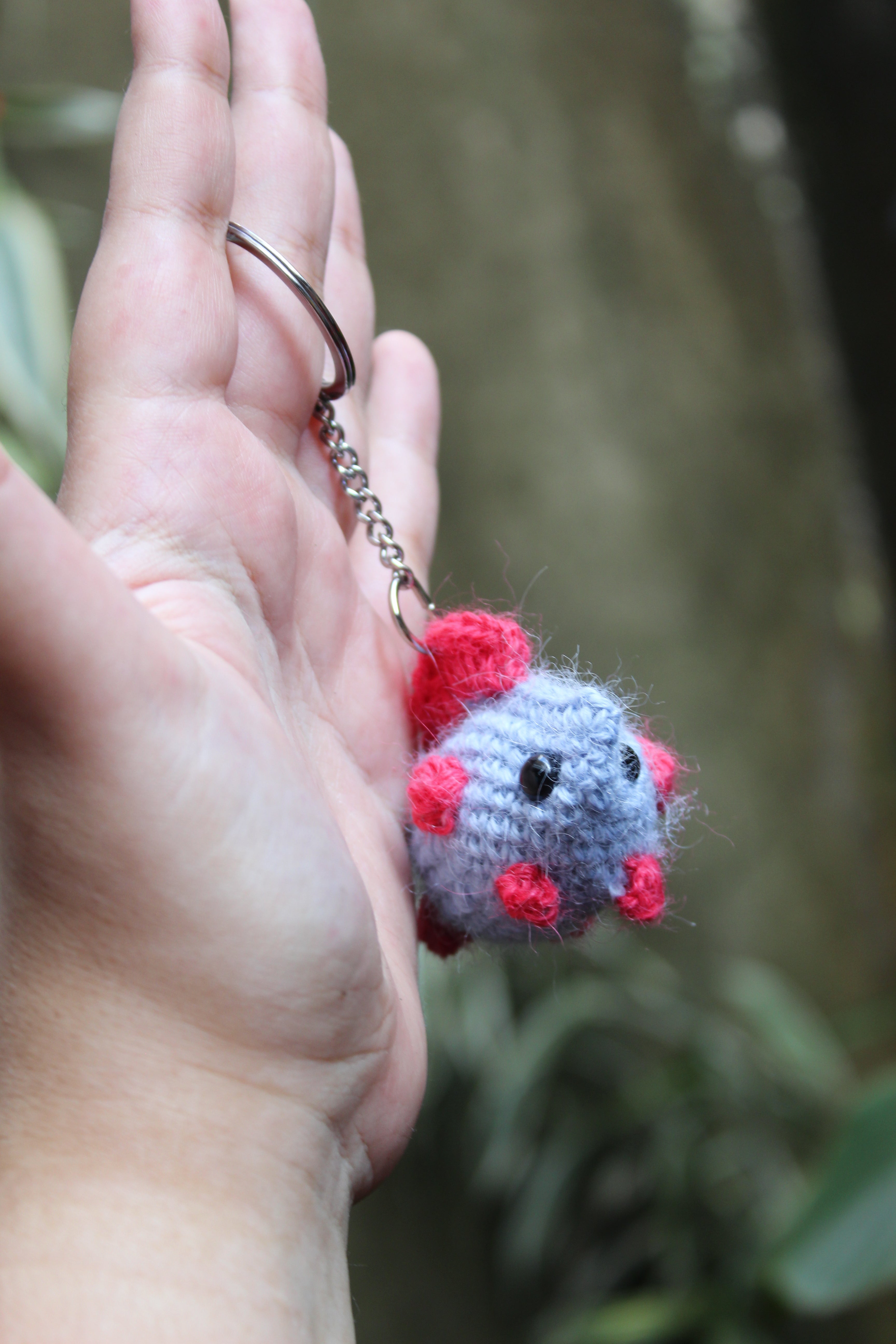 Little Fish Keychain with Light Blue and Magenta Legs — Amigurumi